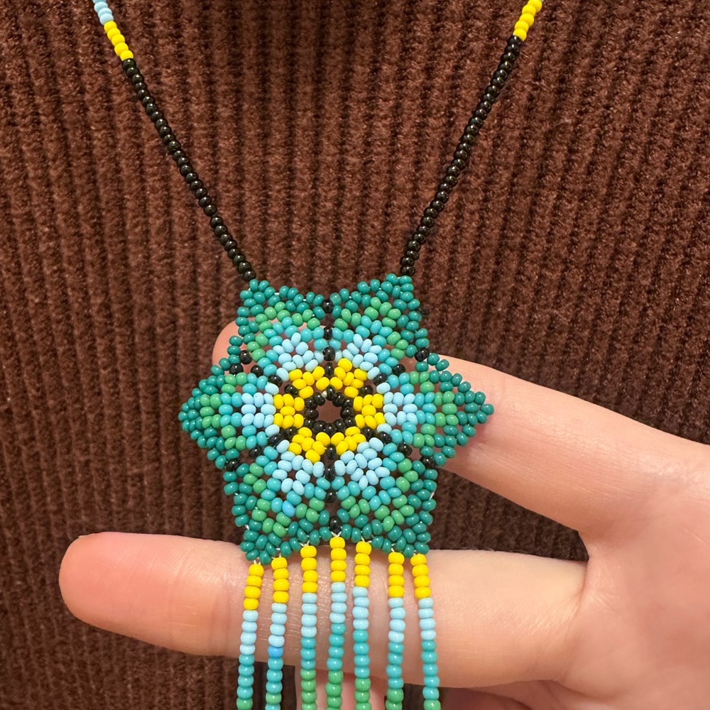 Mexican Flower Beaded Necklace